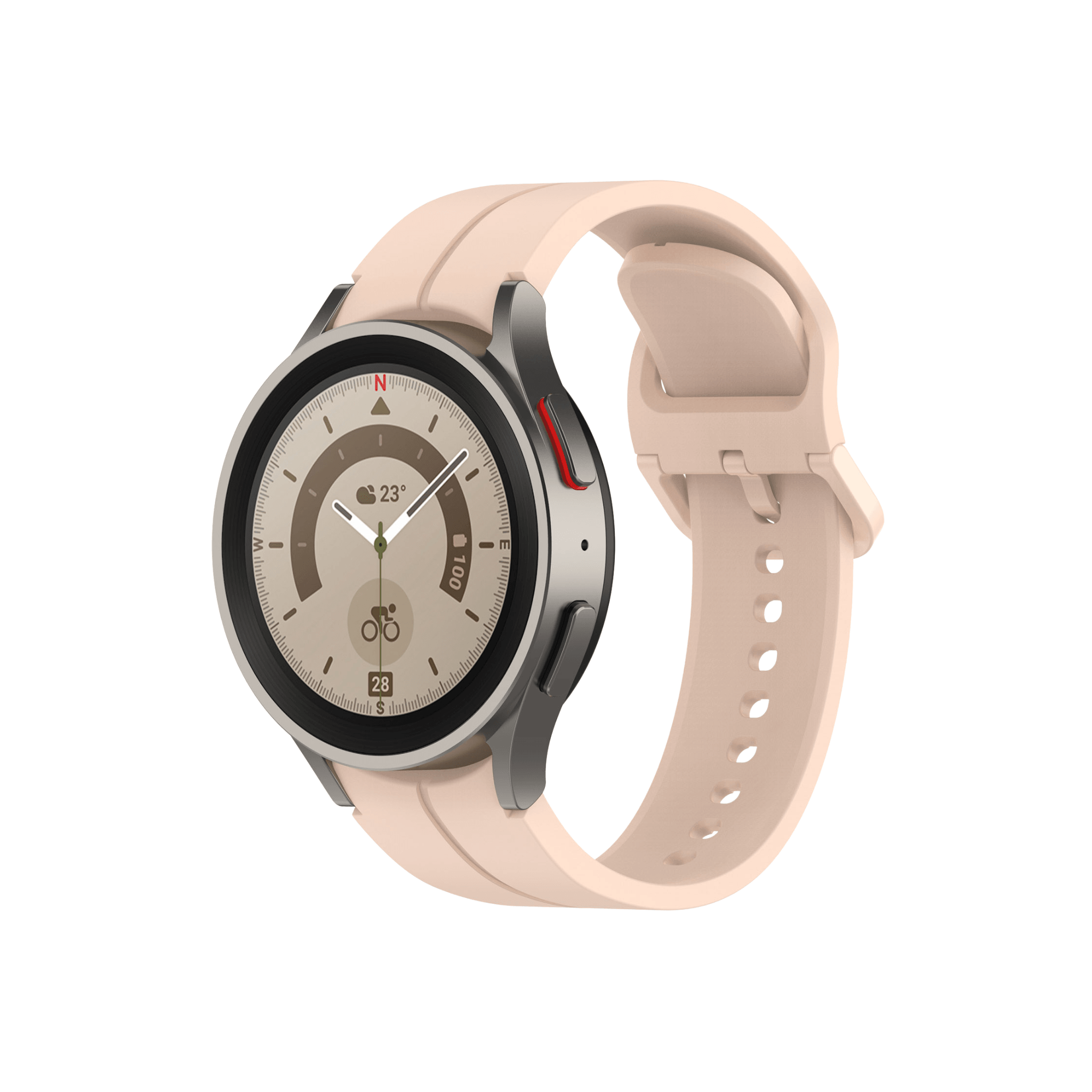 Sportliches Smartwatch-Armband in zartem Rosé – stilvoll und feminin.